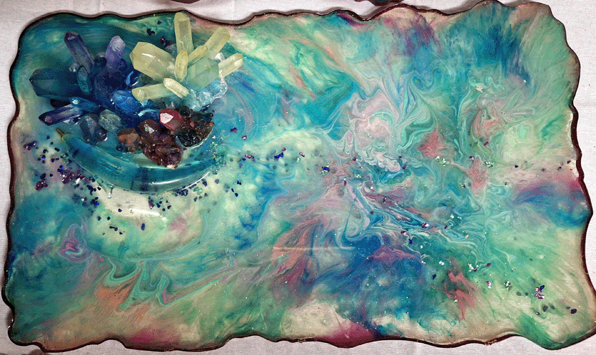 Dolphin and Crystal Tray and 5 Coasters plus Detached Handles